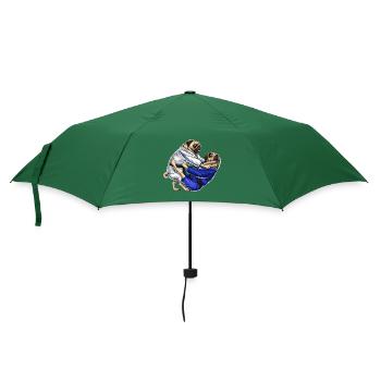 Jiu-Jitsu Möpse - Regenschirm (klein) - Flaschengrün - Vorne