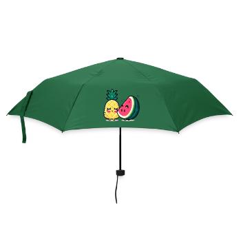 Wassermelone und Ananas beste Freunde - Regenschirm (klein) - Flaschengrün - Vorne