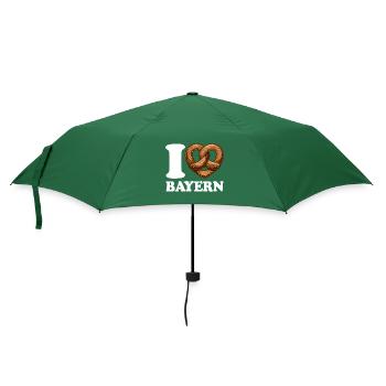 I Love Bayern & Brezn - Herz - Hobby - Regenschirm (klein) - Flaschengrün - Vorne