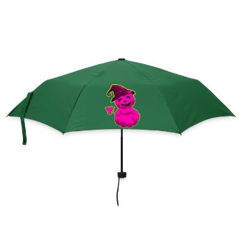 Niedlicher Halloween-Kürbis - Rosa - Regenschirm (klein) - Flaschengrün - Vorne