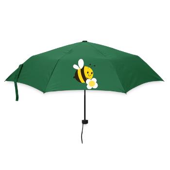 Biene mit Blume - Regenschirm (klein) - Flaschengrün - Vorne