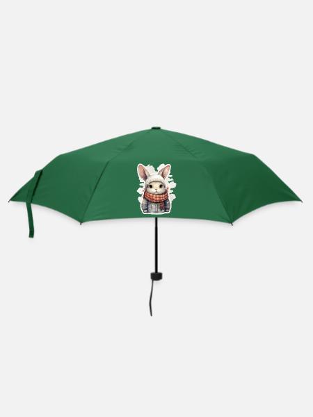 Hasen Fellnase im Winter - Regenschirm (klein) - Flaschengrün