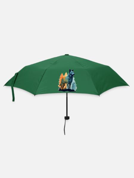 Hund in der Wildnis - Regenschirm (klein) - Flaschengrün