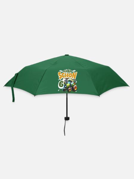 Traktor 6. Geburtstag Kindergeburtstag - Regenschirm (klein) - Flaschengrün