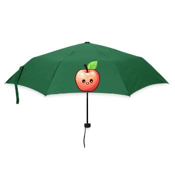 Kawaii Apfel: Fruchtig Süße Versuchung - Regenschirm (klein) - Flaschengrün - Vorne