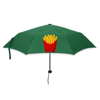 Pommes Frites Cartoon Muster - Regenschirm (klein) - Flaschengrün - Vorne