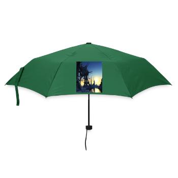 Science Fiction Stadt Zukunft - Regenschirm (klein) - Flaschengrün - Vorne
