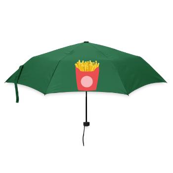 Pommes Fritten Motiv - Regenschirm (klein) - Flaschengrün - Vorne