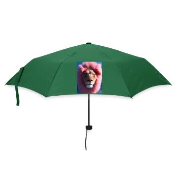 Comic Cartoon Zeichnung einer queeren Löwin - Regenschirm (klein) - Flaschengrün - Vorne