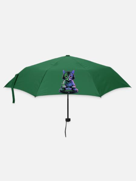 Kitty DJ 🎧 - Regenschirm (klein) - Flaschengrün