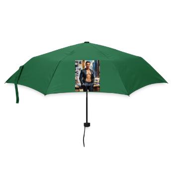 Hübsche Männer mit muskulösem Körper – Geschäftsmänner - Regenschirm (klein) - Flaschengrün - Vorne