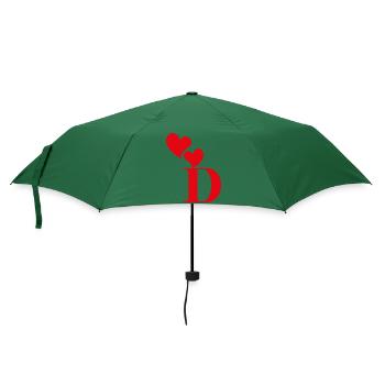 Roter Herz-Buchstabe - Regenschirm (klein) - Flaschengrün - Vorne