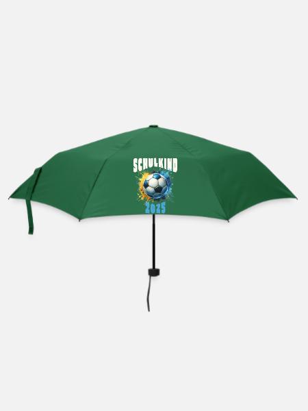 Einschulung Schulkind 2025 Fußball - Regenschirm (klein) - Flaschengrün
