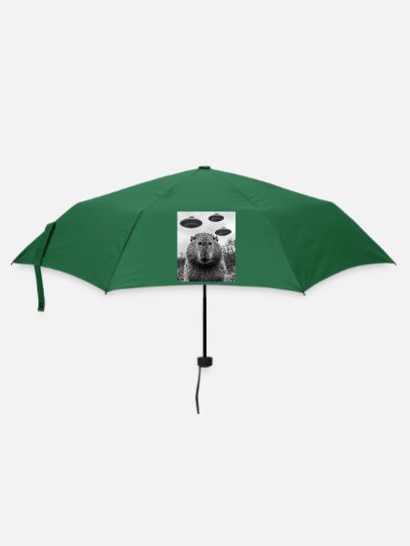 Capybara UFO Aliens - Regenschirm (klein) - Flaschengrün