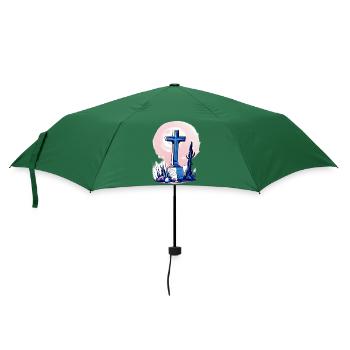 Kreuz auf einem Grab - Regenschirm (klein) - Flaschengrün - Vorne