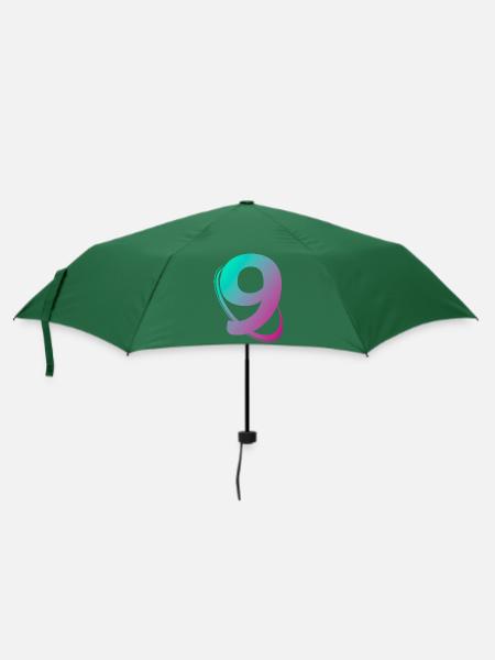 Nummer 9 mehrfarbig - Regenschirm (klein) - Flaschengrün