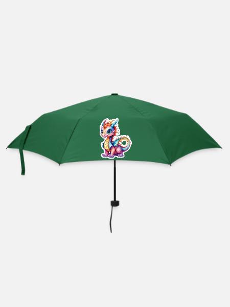 Drache Wasserfarben - Regenschirm (klein) - Flaschengrün