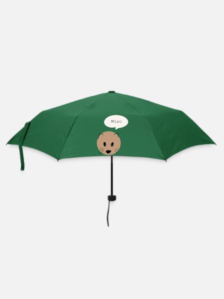 Miau-Moment – Katzenblick - Regenschirm (klein) - Flaschengrün