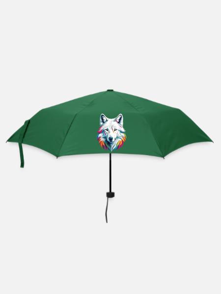 Weißer Wolf - Regenschirm (klein) - Flaschengrün