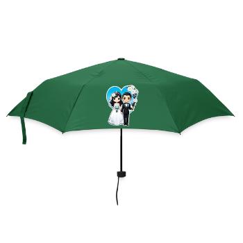Just Married - Zur Hochzeit - Regenschirm (klein) - Flaschengrün - Vorne