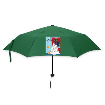 Merry Catmas - Weihnachtsbaum aus Katzen - Regenschirm (klein) - Flaschengrün - Vorne