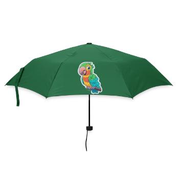 Paarot Papagei Vogel Bund Comic Cartoon - Regenschirm (klein) - Flaschengrün - Vorne