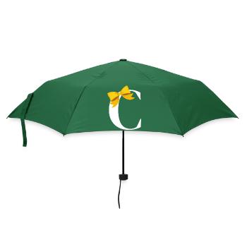 Buchstabe c gelbe Schleife - Regenschirm (klein) - Flaschengrün - Vorne