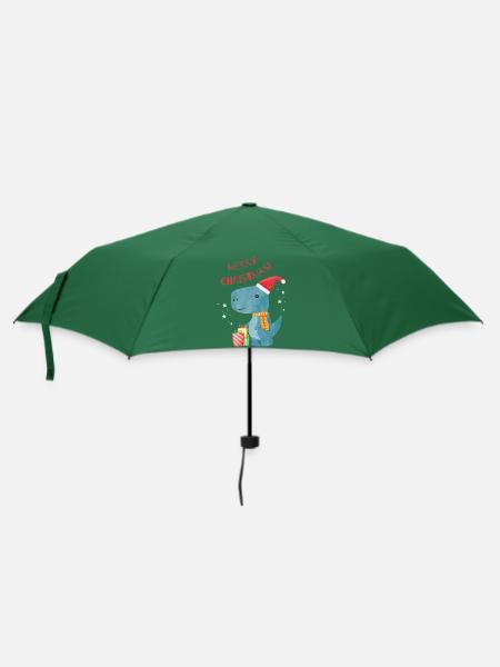 Christmas Dino - Regenschirm (klein) - Flaschengrün