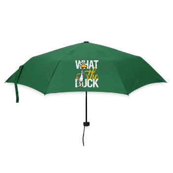 Was zum Teufel humorvolles Zitat skurriles lustiges Entenwort - Regenschirm (klein) - Flaschengrün - Vorne
