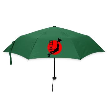Japanische Rote Sonne und Karte - Regenschirm (klein) - Flaschengrün - Vorne