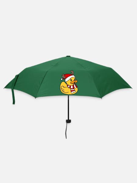 Gummiente Weihnachten Ente Weihnachtsente Rentier - Regenschirm (klein) - Flaschengrün
