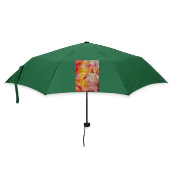 Frau im Mantel abstrakter Druck - Regenschirm (klein) - Flaschengrün - Vorne