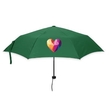Liebe - Low Poly Herz - Regenschirm (klein) - Flaschengrün - Vorne