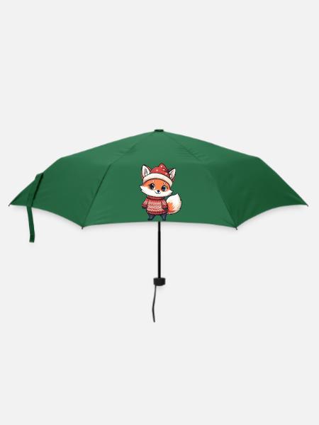 Fuchs Weihnachten Comic - Regenschirm (klein) - Flaschengrün