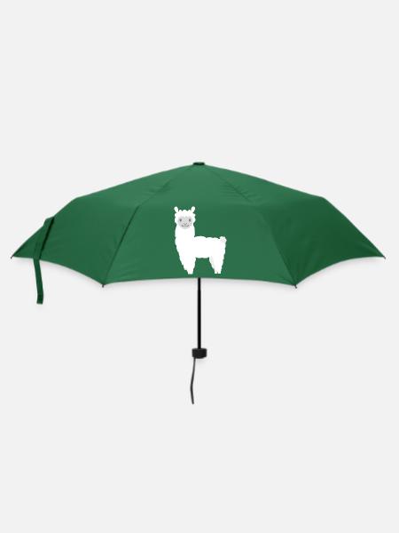 Alpaka Lama plüschiges Alpaka süßes Zootier - Regenschirm (klein) - Flaschengrün