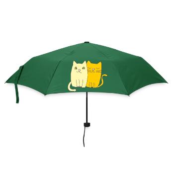 katzen liebe gelb orange - Regenschirm (klein) - Flaschengrün - Vorne