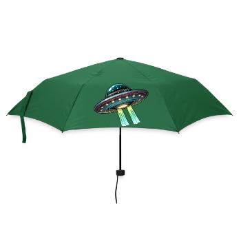 Ufo Untertasse Comic - Regenschirm (klein) - Flaschengrün - Vorne
