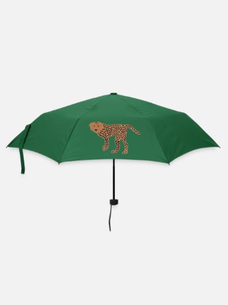 Hund mit Leopard Muster, Pudel, Lustig, Verrückt - Regenschirm (klein) - Flaschengrün