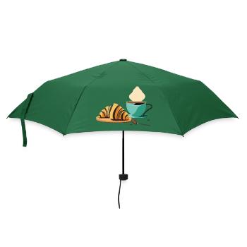 Frühstücksgenuss: Croissant & Café - Regenschirm (klein) - Flaschengrün - Vorne