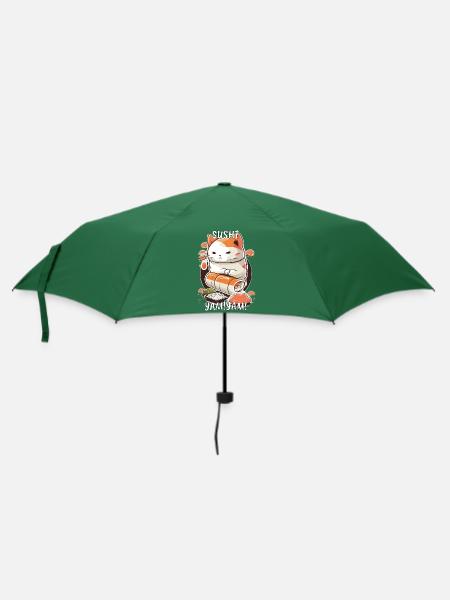 Japanische Sushi-Katze - Regenschirm (klein) - Flaschengrün