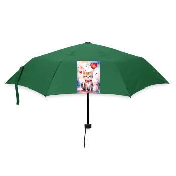 Katze Katze Niedliche Herzkatze - Regenschirm (klein) - Flaschengrün - Vorne