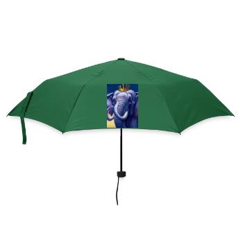 Elefant mit Krone - Regenschirm (klein) - Flaschengrün - Vorne