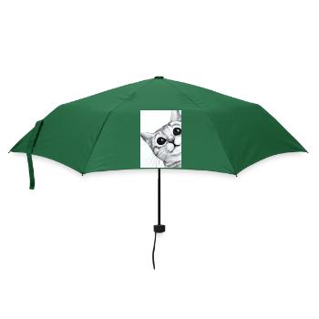 Niedliche Katze Zeichnung - Regenschirm (klein) - Flaschengrün - Vorne