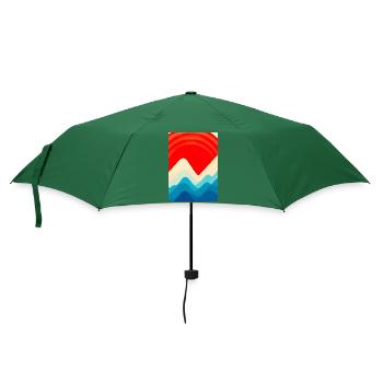 Retro Berge und Sonne - Regenschirm (klein) - Flaschengrün - Vorne