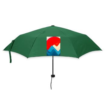 Retro Berge und Sonne - Regenschirm (klein) - Flaschengrün - Vorne