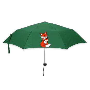 2 Füchse Mutter Rotfuchs Kleines Kind Vater Mama - Regenschirm (klein) - Flaschengrün - Vorne