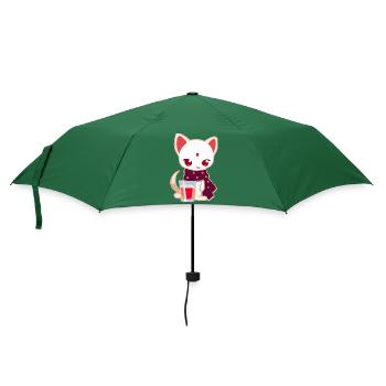Monu die kleine Katze - Regenschirm (klein) - Flaschengrün - Vorne
