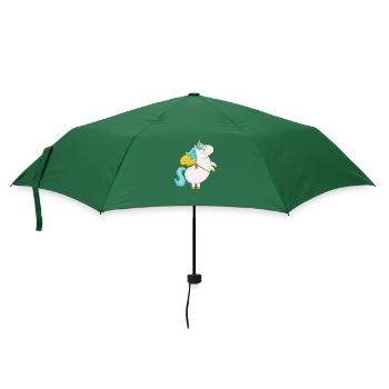 Fliegendes Comic Einhorn - Regenschirm (klein) - Flaschengrün - Vorne