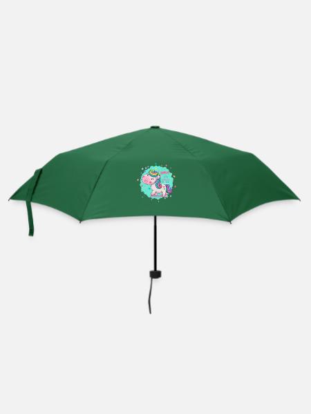 Birthday Unicorn - Regenschirm (klein) - Flaschengrün