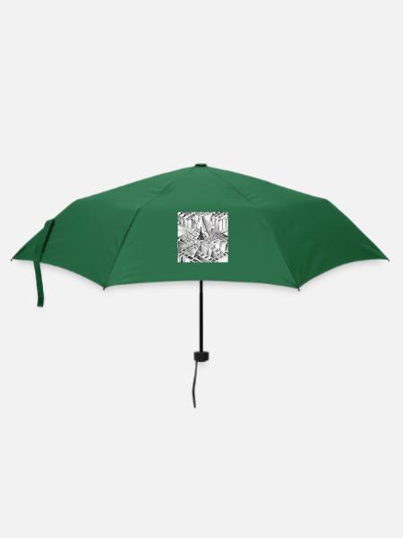 MC Escher Zeichnung des Eiffelturms - Regenschirm (klein) - Flaschengrün